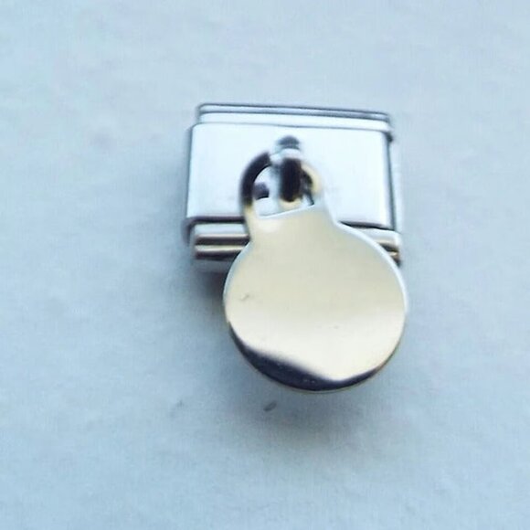 Round stainless steel dangle 9mm stainless steel italian charm bracelet link new - Picture 1 of 2
